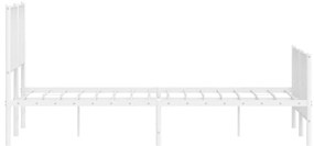 Estrutura de cama com cabeceira e pés 140x190 cm metal branco