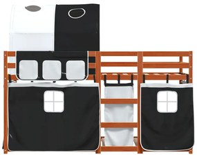 Beliche com cortinas 90x200 cm pinho maciço branco e preto