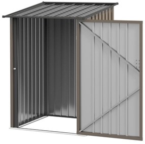 Abrigo de Jardim de Aço Galvanizado com Porta Fechadura e Teto Inclinado 0,92 m² 100x103x160 cm Castanho