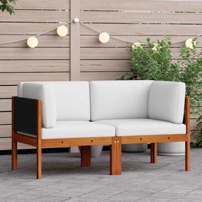 vidaXL Sofás de canto de jardim vidaXL 2 peças com almofadas de madeira de acácia e corda