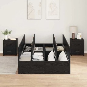 Estrado de Cama com Armazenamento em Madeira Negra 120x200 cm