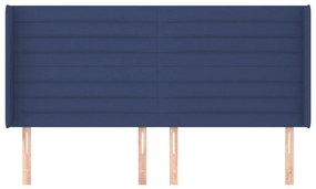 Cabeceira de cama c/ abas tecido 163x16x118/128 cm azul