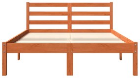 Cama sem colchão 140x200 cm madeira pinho maciça castanho-mel