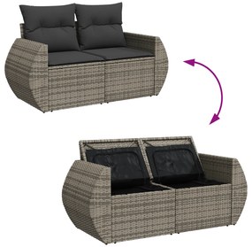 Conjunto de Sofás de Jardim de 10 Peças com Almofadas Cinzento Rattan