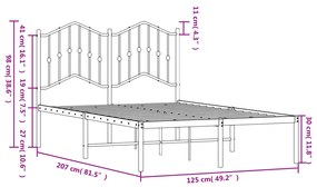 Estrutura de cama com cabeceira 120x200 cm metal branco