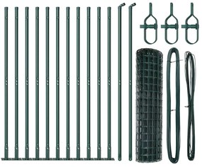 Cerca Euro com 13 postes flangeados, 0,8 x 25m, em aço galvanizado