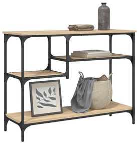 vidaXL Mesa consola c/ prateleiras 100x35x75 cm carvalho sonoma