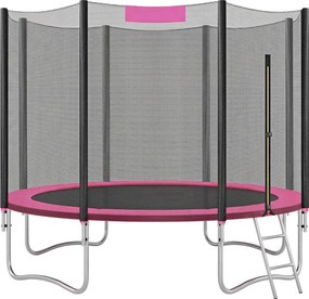 Trampolim de 366 cm, de jardim para crianças com rede de segurança e cobertura lateral e Escada Rosa