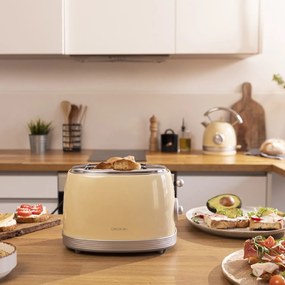 Torradeira vertical Toast&Taste 800 Vintage Light Amarela 2 ranhuras curtas extra largas para 2 torradas