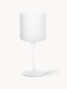 Mouth-Blown Red Wine Glasses Ripple with Groove Relief, Set of 2