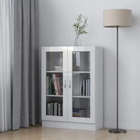vidaXL Armário vitrine derivados de madeira branco brilhante
