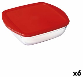 Lancheira Quadrada com Tampa ô Cuisine Cook & Store Vermelho 1 L 20 X 17 X 6 cm Silicone Vidro (6 Unidades)