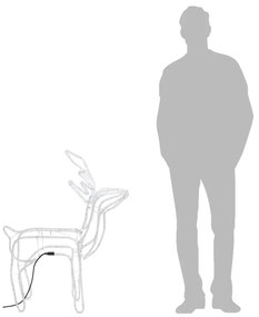Figura de rena de Natal 76x42x87 cm branco frio
