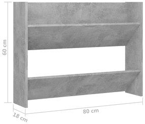 Sapateira de parede 80x18x60 cm contraplacado cinzento cimento