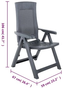 Cadeiras de jardim reclináveis 2 pcs plástico antracite