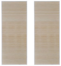 Tapetes retangulares de bambu natural 2 pcs 120x180 cm