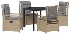 Conjunto de Jantar pra Jardim 5 Peças Bege em Rattan Sintético