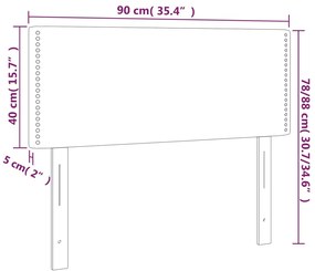 Cabeceira de cama c/ LED 90x5x78/88cm couro artificial cinzento