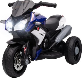HOMCOM Moto Elétrica Infantil 3 Rodas Bateria 6V Recarregável Música Buzina Faróis LED Azul 86x42x52 cm Brinquedo Elétrico Infantil | Aosom Portugal