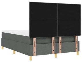 Cama Box Spring com Colchão &amp; LED Cinza Escuro 140x200 cm Tecido