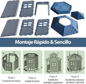 Casota para cães exterior com 2 janelas e claraboia, telhado inclinado, design tipo celeiro para animais de estimação pequenos e médios, azul + cinza