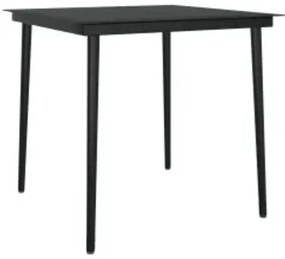 3 pcs conj. de jantar para jardim c/ almofadões cinzento/preto