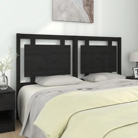 vidaXL Cabeceira de cama 155,5x4x100 cm pinho maciço preto