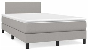 vidaXL Cama boxspring com colchão 120x190 cm tecido cinzento-claro