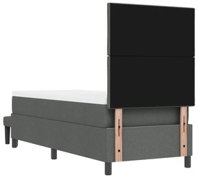 Cama Box Spring com Colchão e Banco Cinza Escuro 80x200 cm Tecido