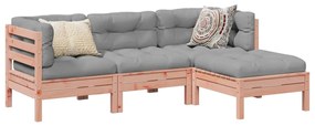 4 pcs conj. sofás jardim c/ almofadões madeira abeto-de-douglas