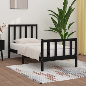 Estrutura cama de solteiro 90x190 cm madeira maciça preto