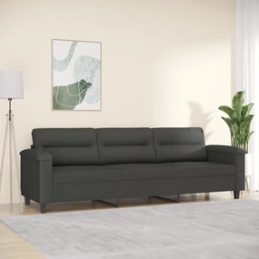vidaXL Sofá de 3 lugares 210 cm tecido de microfibra cinzento-escuro
