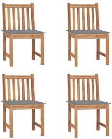 vidaXL Cadeiras de jardim c/ almofadões 4 pcs madeira de teca maciça