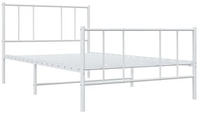 Estrutura de cama com cabeceira e pés 90x190 cm metal branco