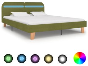 280909 vidaXL Estrutura de cama com LED em tecido 160x200 cm verde