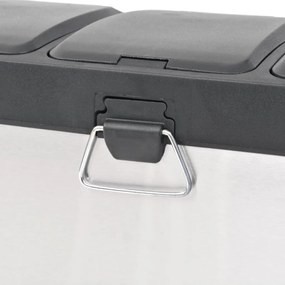 Caixote do lixo para reciclagem com pedais 24 L aço inoxidável