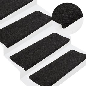 vidaXL Tapetes de escada autoadesivos 15 pcs 65x24,5x3,5 cm antracite