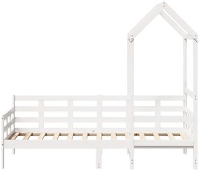 Sofá-cama com telhado 90x200 cm madeira de pinho maciça branco