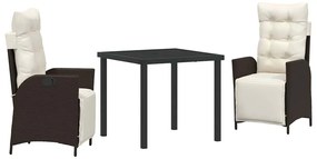 Conjunto de Jantar de Jardim de 3 Peças em Rattan Sintético Castanho
