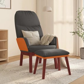 vidaXL Cadeira de descanso com banco tecido cinzento-escuro