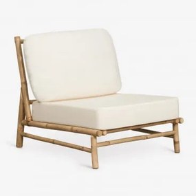 Módulo Central Para Sofá Modular De Jardim Em Bambu Isendra Tecido Branco - Sklum