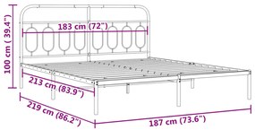Estrutura de cama com cabeceira 183x213 cm metal preto