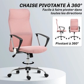 Cadeira de Escritório de Gerente, 63 x 65 x 119 cm, Encosto Ergonómico, Rosa