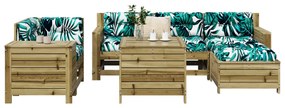 7 pcs conjunto sofás jardim madeira de pinho impregnada