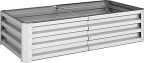 Outsunny Caixa de Plantio de Aço Galvanizado para Cultivar Plantas Flores Floreira Exterior Retangular com Fundo Aberto 120x60x30,5 cm Prata | Aosom Portugal