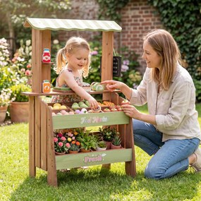 Banca de Mercado Infantil, 60 x 33 x 91 cm, Com Acessórios de Brincar, Multicolor