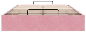 Ottoman Bed Frame No Colchão Rosa 120x200 cm Veludo