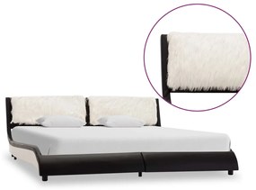 Estrutura cama c/ LED 180x200 cm couro artificial preto/branco