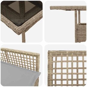 Conjunto de Jantar de 3 Peças Bege Polirattan