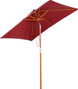 Outsunny Guarda-sol 200 x 150 x 235 cm, com inclinação, 3 níveis ajustáveis, retangular, resistente à água e proteção UV, para praia, varanda, terraço e jardim, vermelho vinho | Aosom Portugal